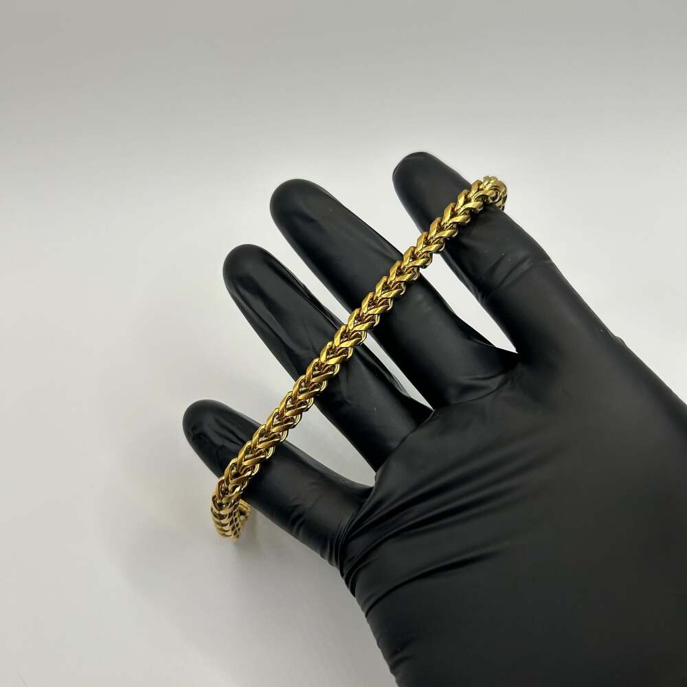 Solid 18K Gold Plated Franco Bracelet 7.75 Inch 6mm Brand New Waterproof